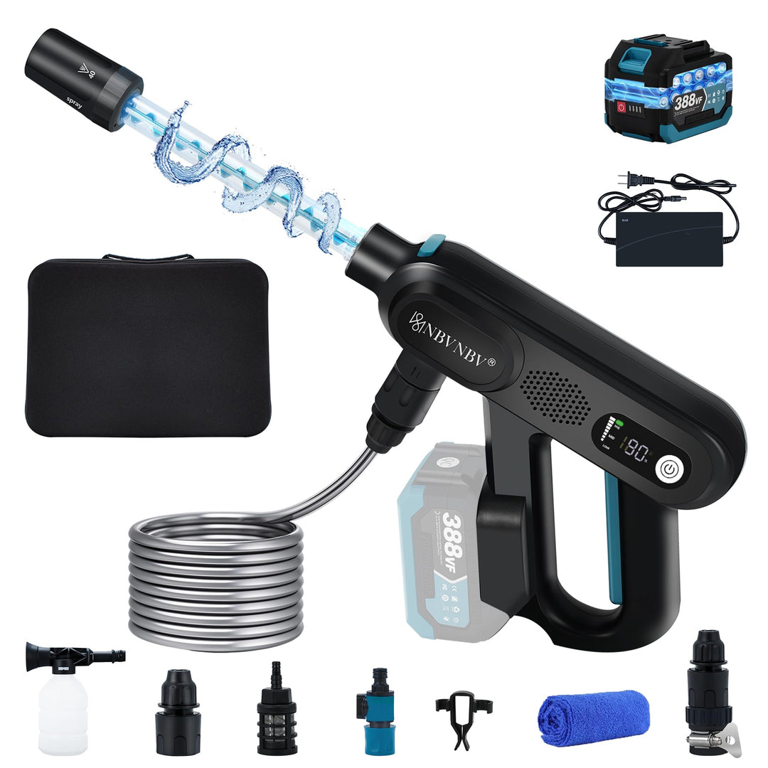 Akku Hochdruckreiniger für Makita 18V Akku, 3-Stufiger Max 220 Bar | 5-IN-1Spirale Druck Erhöhen Düs