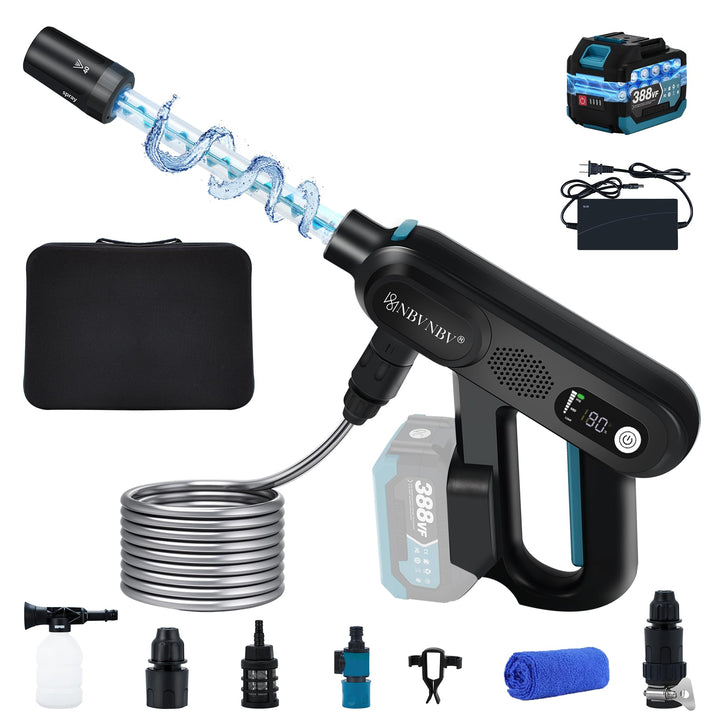 Akku Hochdruckreiniger für Makita 18V Akku, 3-Stufiger Max 220 Bar | 5-IN-1Spirale Druck Erhöhen Düs