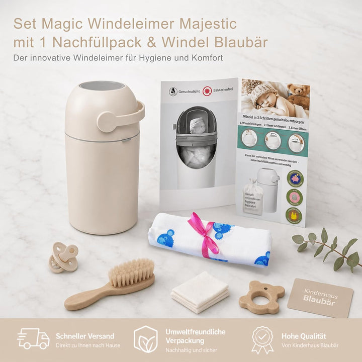 Set Magic Windeleimer Majestic &amp; Windel Blaubär | Kinderhaus Blaubär: Diaper Keeper 12L mit Geruchss