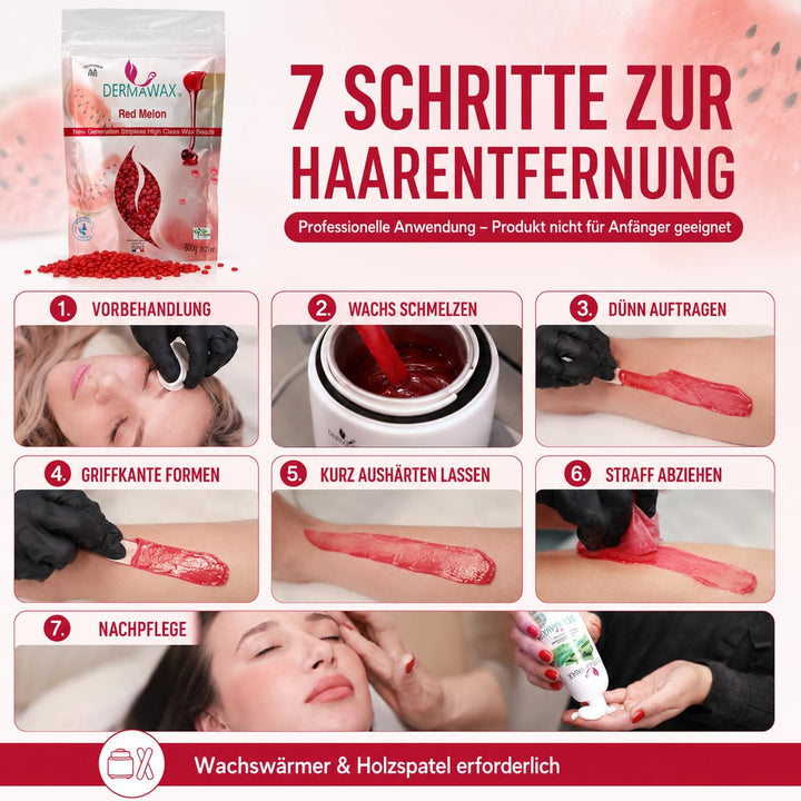 800 Gramm Dermawax Red Melon Hypoallergen Waxing Perlen zur Haarentfernung Augenbrauen Gesicht Intim
