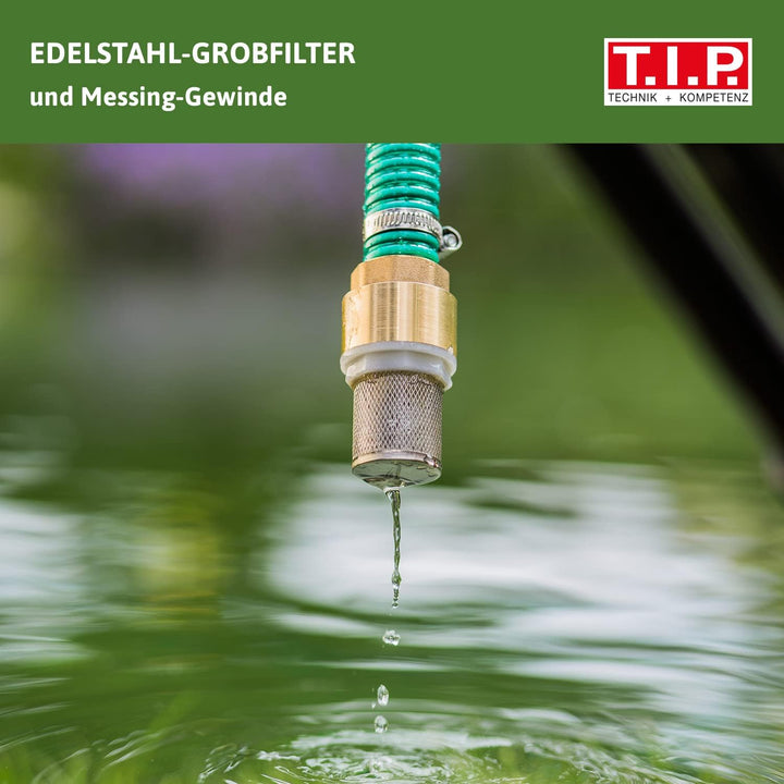 T.I.P. Saugschlauch - Ansaugschlauchgarnitur Messing 7 m (für Gartenpumpen, Hauswasserwerk, Hauswass