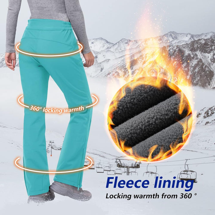 33,000ft Damen Skihose Outdoorhose Wasserdicht Winddichte Softshellhose Warme Gefütterte Trekkinghos