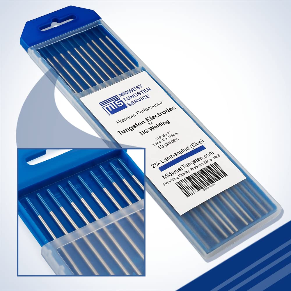 WIG-Schweisselektroden Wolfram 2% lanthaniert 1,6 mm x 175 mm (blau, WL20) 10er Pack 1.6mm (1/16") B