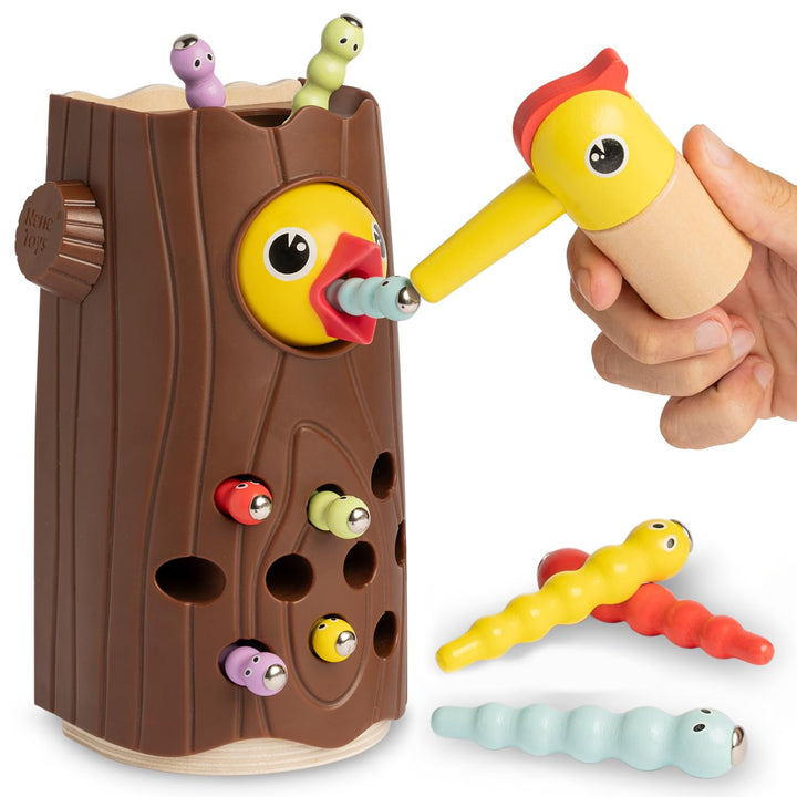 Nene Toys Kleiner Specht – Magnetisches Lernspielzeug für Kinder ab 2 Jahren – Fördert Feinmotorik u
