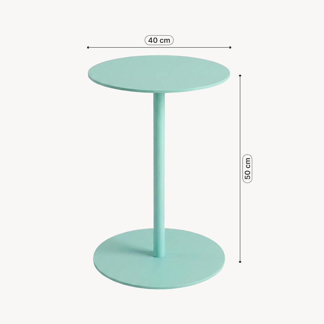 [en.casa] Beistelltisch Nastätten Gartentisch Couchtisch mit Metallgestell rund Sofatisch modernes D