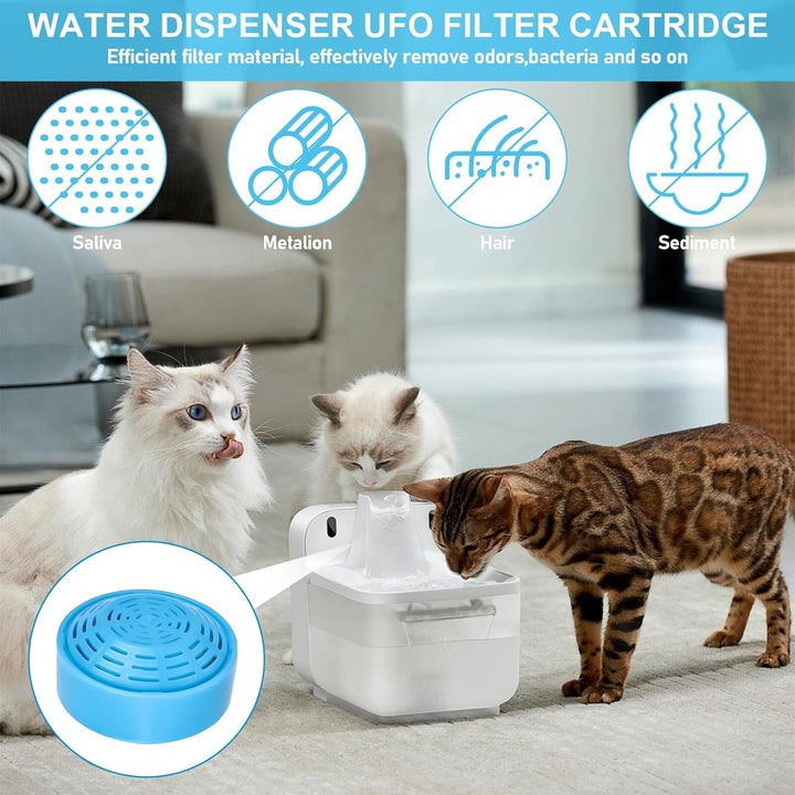 Filter Katzenbrunnen, 6 Stück Katzenbrunnen Filter, Trinkbrunnenfilter mit 2 Liter Edelstahl Runde H