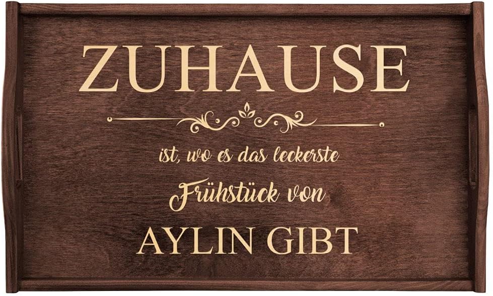 Maverton Serviertisch mit Gravur - personalisiert - Snack-Tablett mit Griffen - klappbare Beine - er
