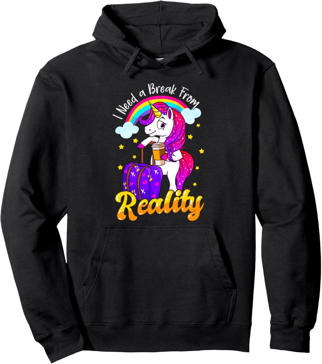Ich brauche eine Pause von der Realität! Lustiges Einhorn Pullover Hoodie