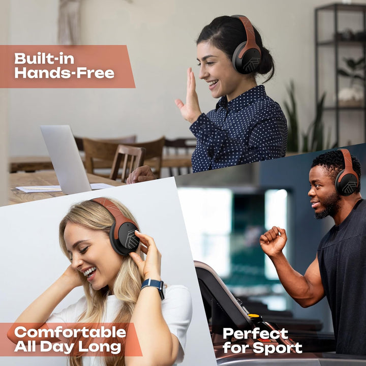 PowerLocus Bluetooth Kopfhörer Over Ear, 60 Std Spielzeit, Kopfhörer Kabellos mit 4 EQ-Modi, Hi-Fi S