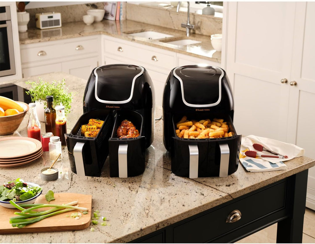 Russell Hobbs Heissluftfritteuse Doppelkammer [2 Fächer: 4,25l oder ein Korb 8,5l ] AirFryer SatisFr