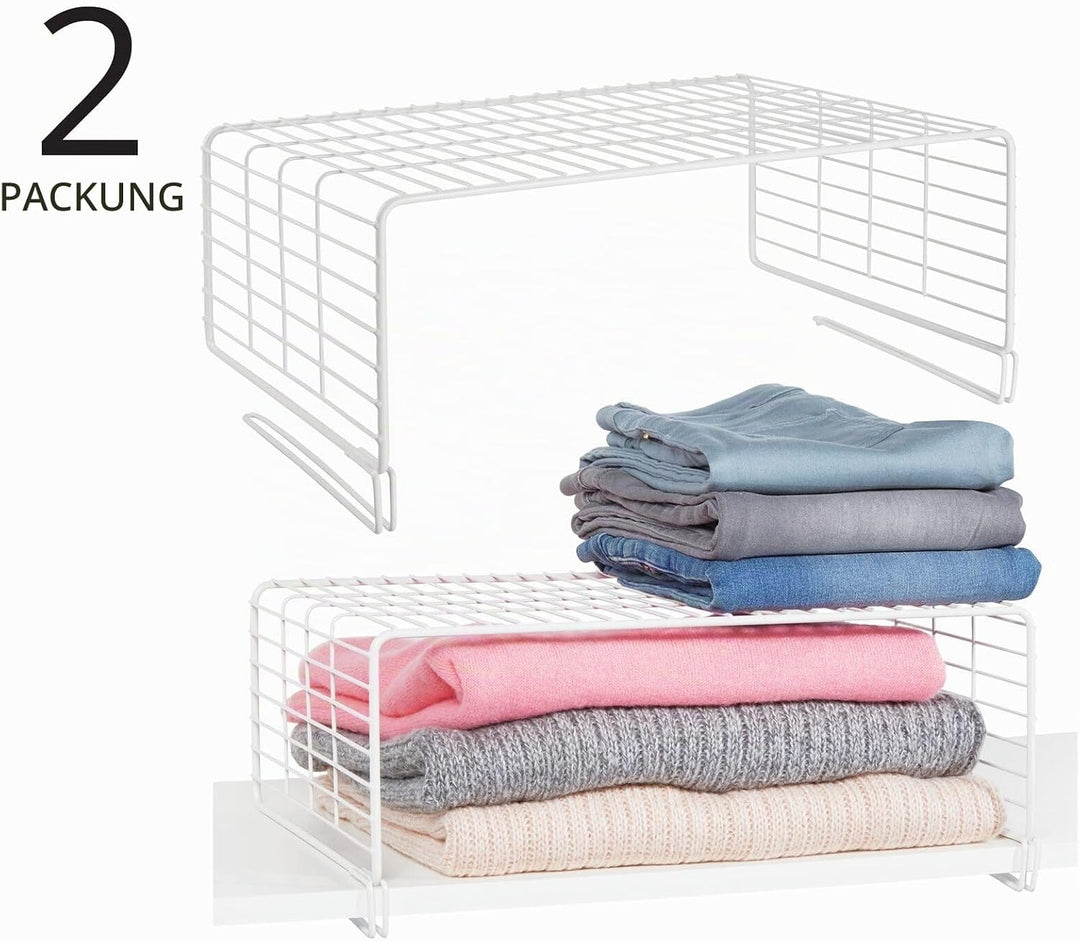 mDesign 2er-Set Drahtkorb für den Kleiderschrank – moderner Schrank Organizer mit 2 Ebenen für Kleid