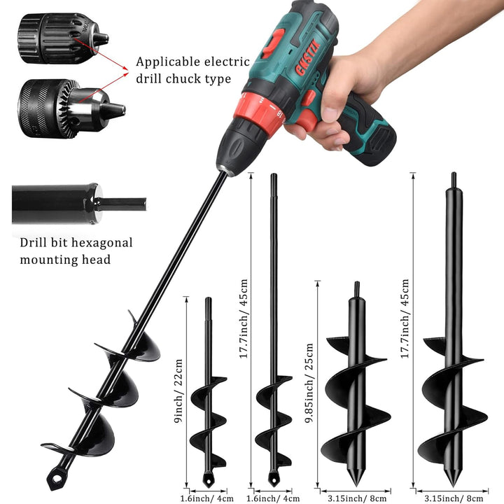Erdbohrer für bohrmaschine 4-teilig, Pflanzbohrer für akkuschrauber, Blumenzwiebel bohrer, gartenboh