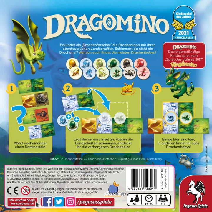 Pegasus Spiele 57111G - Dragomino *Kinderspiel des Jahres 2021*, Mehrfarbig Single, Single