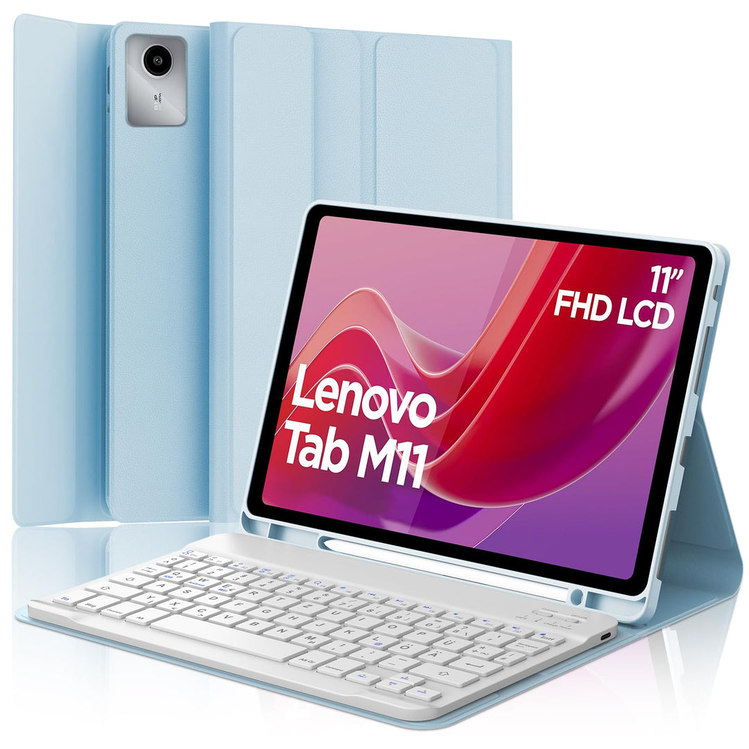 Tastatur Hülle für Lenovo Tab M11 11 Zoll 2024, QWERTZ Deutsches Tastatur mit Magnetisch Abnehmbarer