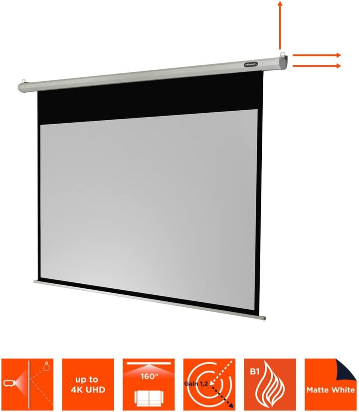 celexon Economy Motor-Leinwand 70" | 160x90 cm 16:9 | elektrische 4K,Full-HD Beamer-Leinwand für Bür