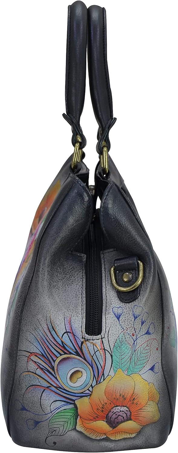 Anuschka Handbemalte Satchel Tasche mit mehreren Fächern aus Echtleder Calaveras De Azúcar, Calavera