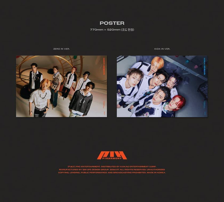 P1Harmony - Harmony - Zero in 4. Mini-Album + gefaltetes Poster (Kick in Ver.) Kick in Version., Kic