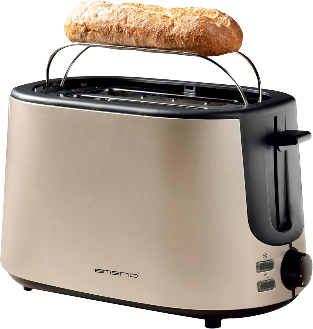 EMERIO Edelstahl Toaster mit integriertem Brötchenaufsatz | Satin Edition | 2 Toastschlitze | Zentri