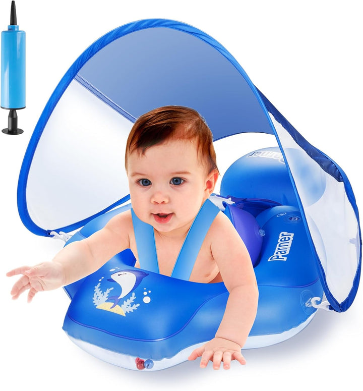 Parner Schwimmring Baby mit UPF50+ Sonnendach, Schwimmhilfe Baby für den Pool, Verstellbarer Sicherh