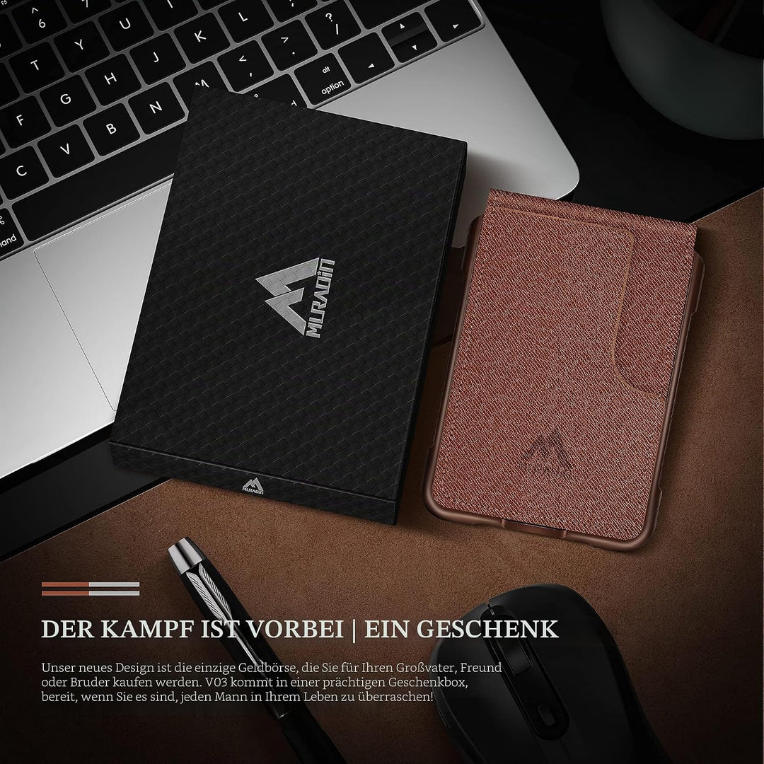 MURADIN Taktische minimalistische Brieftasche für Männer, Elegante Bifold Herren-Geldbörse, schlanke