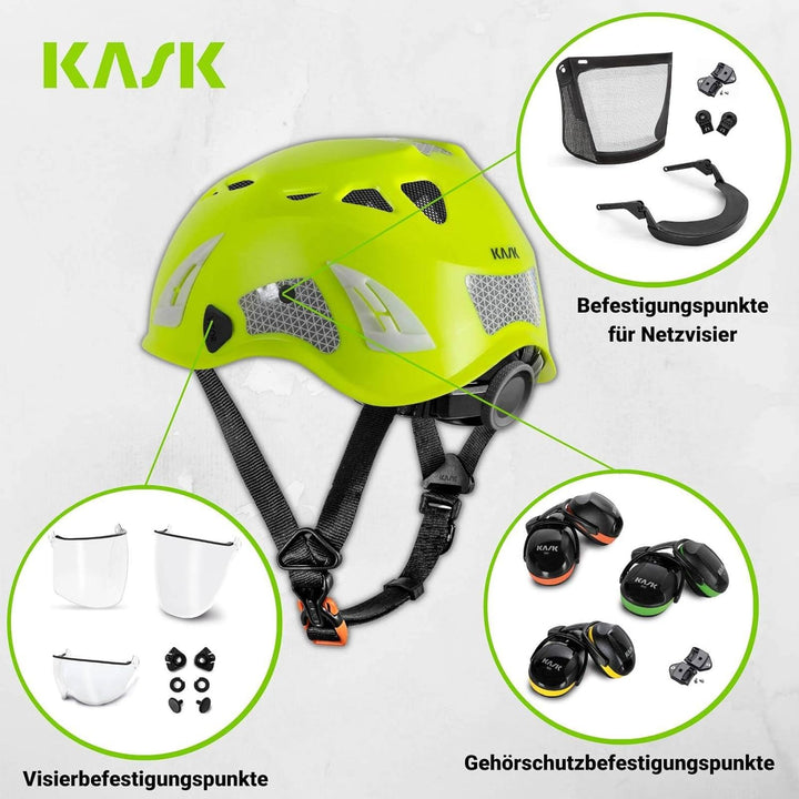 KASK Schutzhelm Superplasma AQ HI VIZ - Arbeitsschutzhelm, Drehrad, Reflexstreifen, EN 397 Orange, O