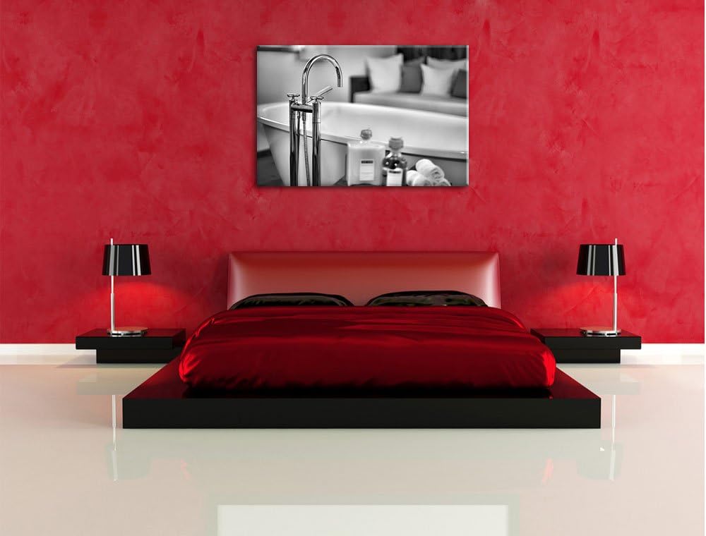 Pixxprint stilvolle Badewanne als Leinwandbild/Grösse: 100x70 / Wandbild/Kunstdruck/fertig bespannt,