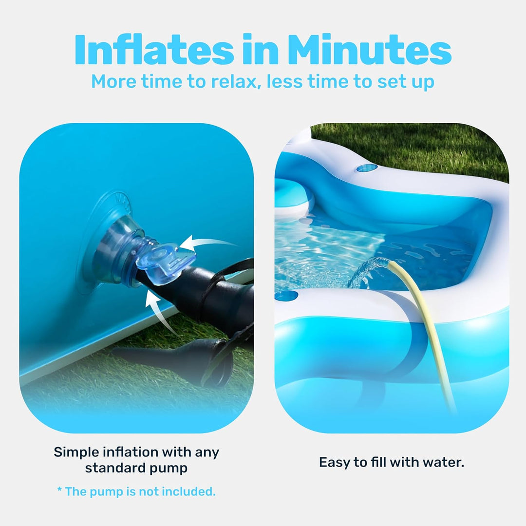 SLOOSH Aufblasbarer Swimmingpool mit Sitzen, 305 x 257 x 66 cm, überirdischer Familienpool mit Rücke