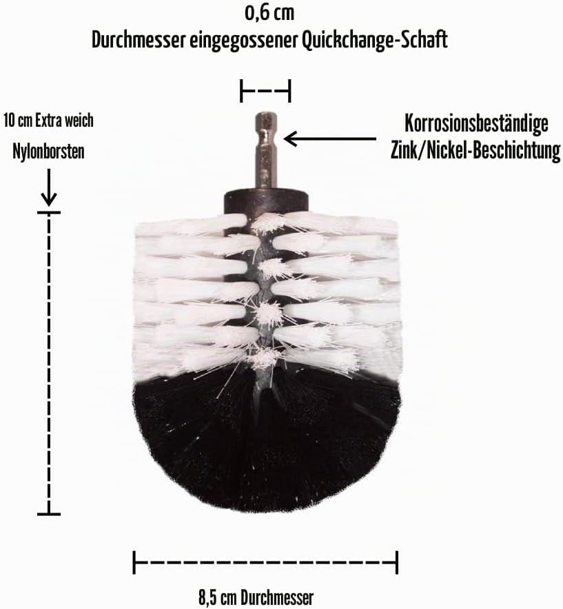 Premium Bohrbürste, extra weich, weiss, 5 Stück Professioneller Power-Schrubber Kratzt Keine Oberflä