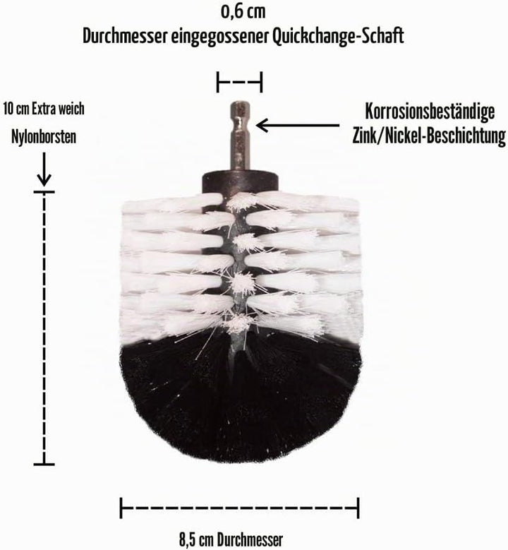Premium Bohrbürste, extra weich, weiss, 5 Stück Professioneller Power-Schrubber Kratzt Keine Oberflä