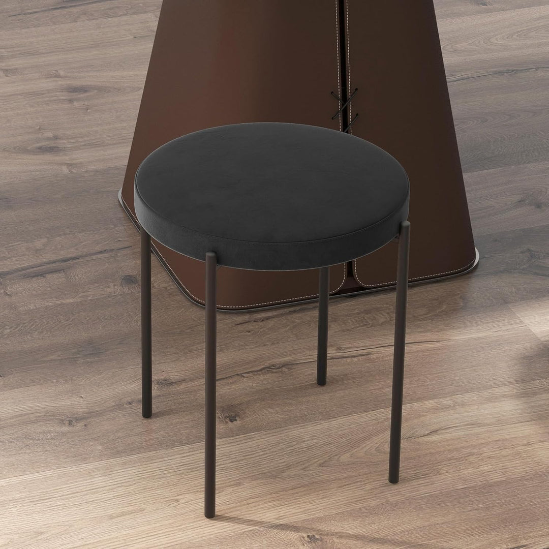 HOMCOM 4er-Set Esszimmerhocker Esszimmerstühle Stapelbar Thekenhocker mit gepolstertem Sitz Rundhock