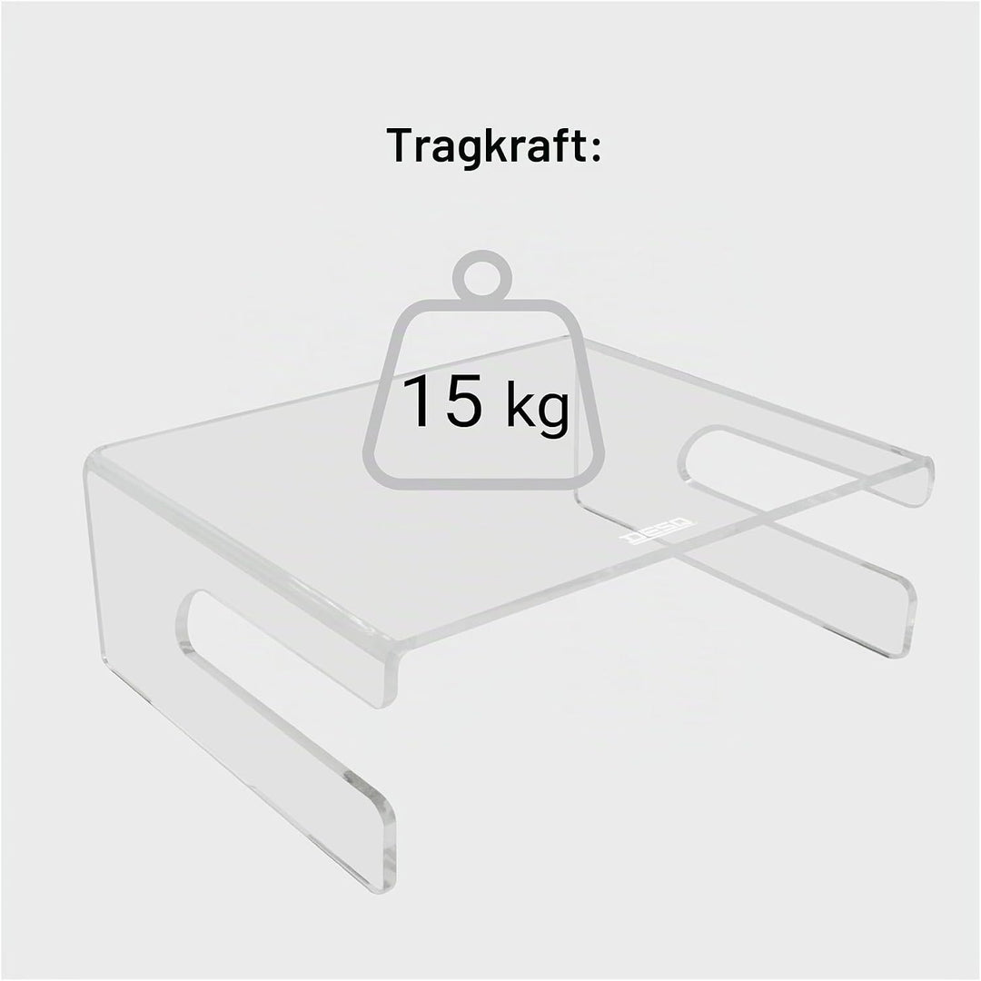 Desq 1537 Monitorständer aus hochwertigen Acryl, transparent Tastatur ablage, Tastatur ablage