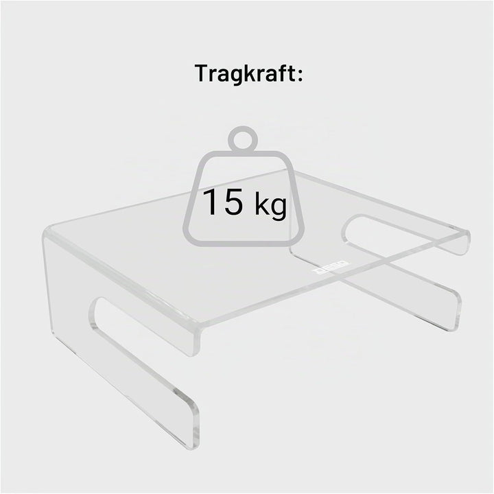 Desq 1537 Monitorständer aus hochwertigen Acryl, transparent Tastatur ablage, Tastatur ablage