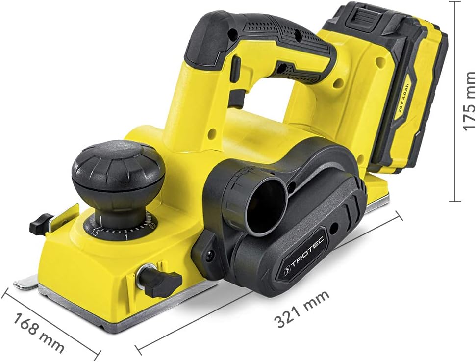 TROTEC Akku-Elektrohobel PPLS 10‑20V Hobel (20 V 4,0 Ah/max. 1,5 mm Spantiefe/max. 82 mm Hobelbreite