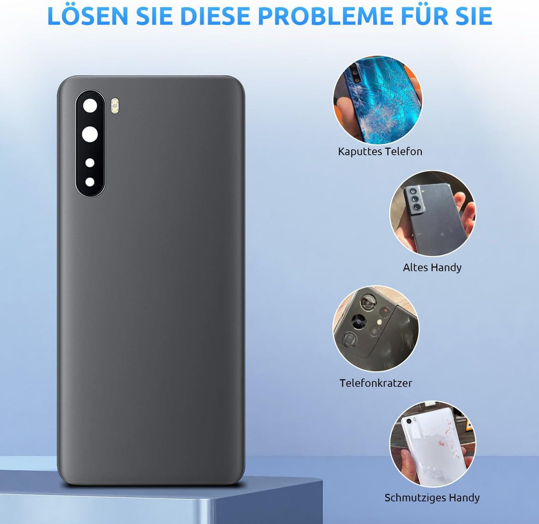 Eonpam Akkudeckel für OnePlus Nord Rückseite Glas Original Backcover Back Glas Ersatz Reparatur Set