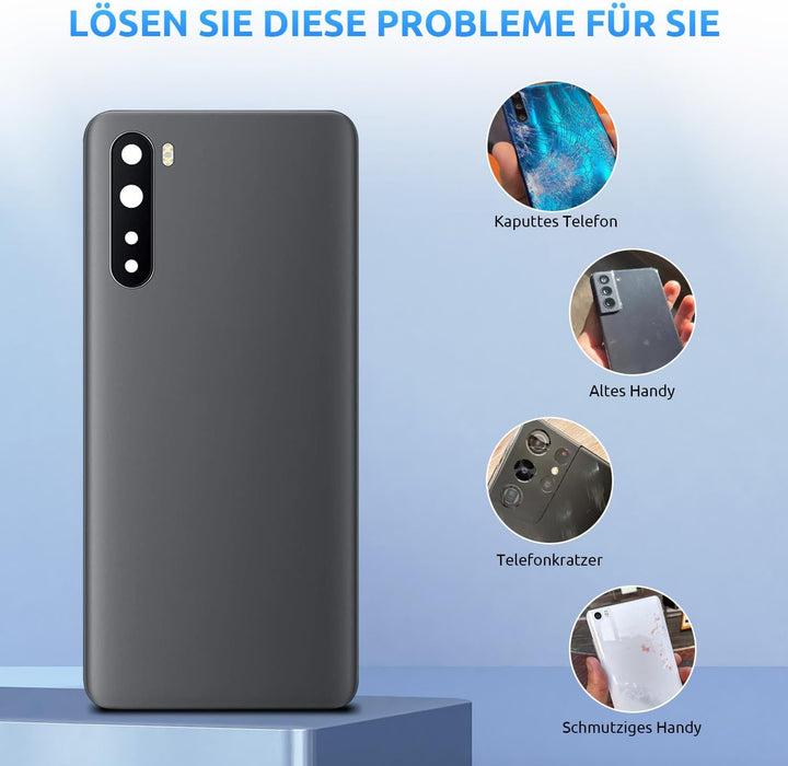 Eonpam Akkudeckel für OnePlus Nord Rückseite Glas Original Backcover Back Glas Ersatz Reparatur Set