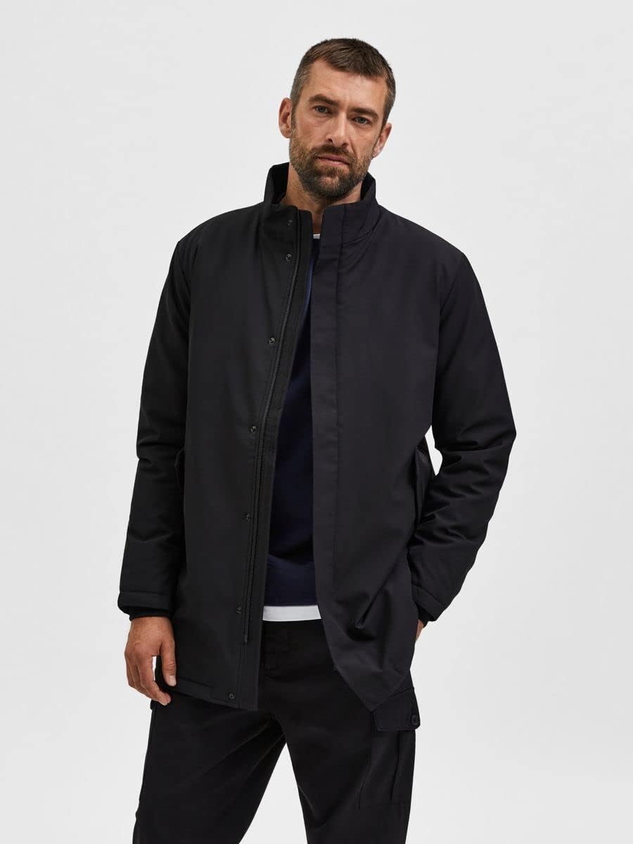 Selected Homme male Wattierte Jacke High Neck S Schwarz, S Schwarz