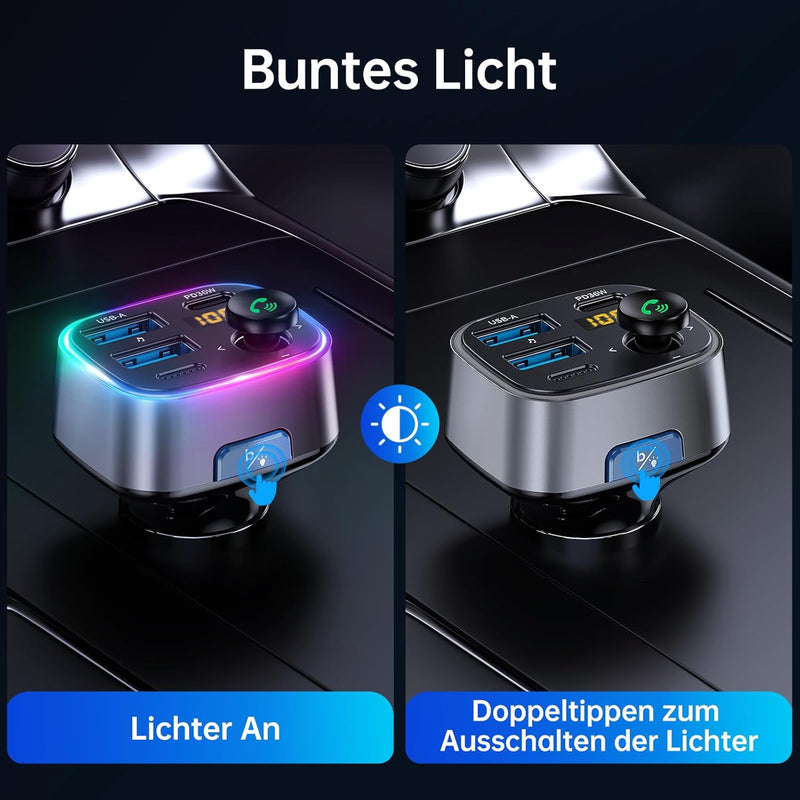 SYNCWIRE Bluetooth 5.3 FM-Transmitter-Autoladegerät 48W (PD 36W &12W) Dualer USB-Anschluss Ladegerät