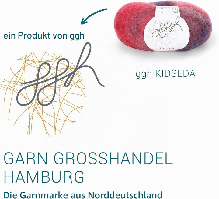 ggh Kidseda Box - 6 Knäuel - Mohairwolle mit Seide zum Stricken - Farbe 213 - Pink-Mauve-Lavendel, 2