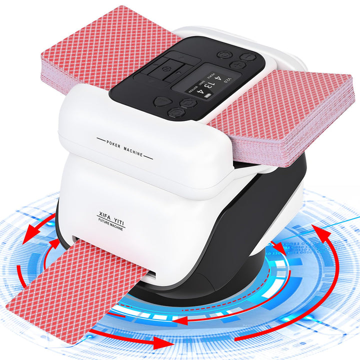 2 in 1 Automatischer Kartenmischer und Austeiler, 360° Kartenmischmaschine und Austeiler, für 2-8 Sp