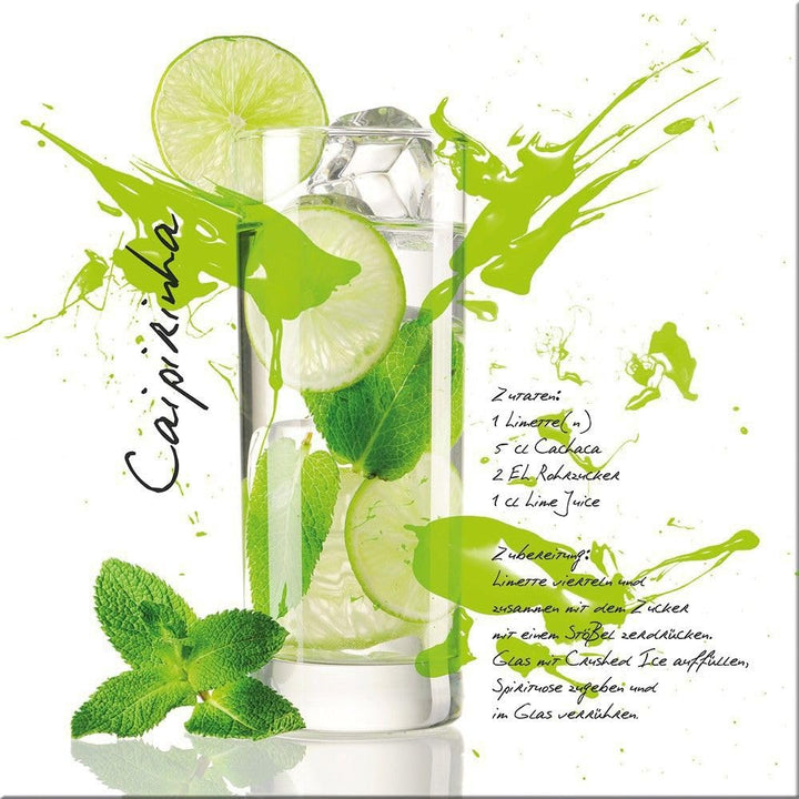 artissimo, Glasbild, 50x50cm, AG2119A, Caipirinha, Küchenbild, Cocktails, Bild aus Glas, moderne Wan