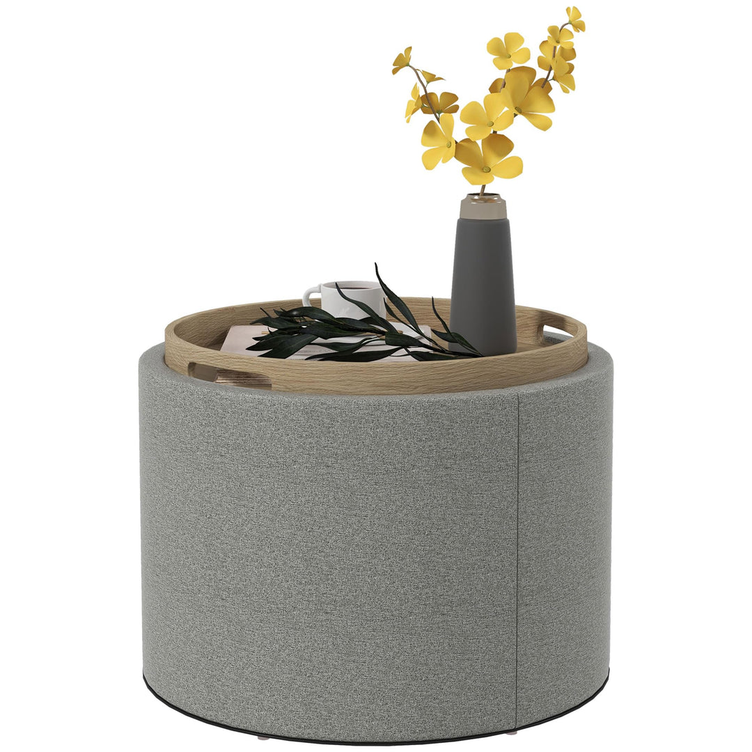 HOMCOM Sitzhocker mit Stauraum, Runder Hocker mit Klappdeckel Couchtisch, 56 x 56 x 42 cm Polsterhoc