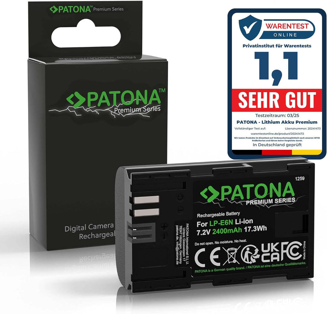PATONA Premium Akku LP-E6N Ersatz für Canon LPE6N LP-E6 LP E6, 2400mAh Kompatibel mit Canon EOS 5D M