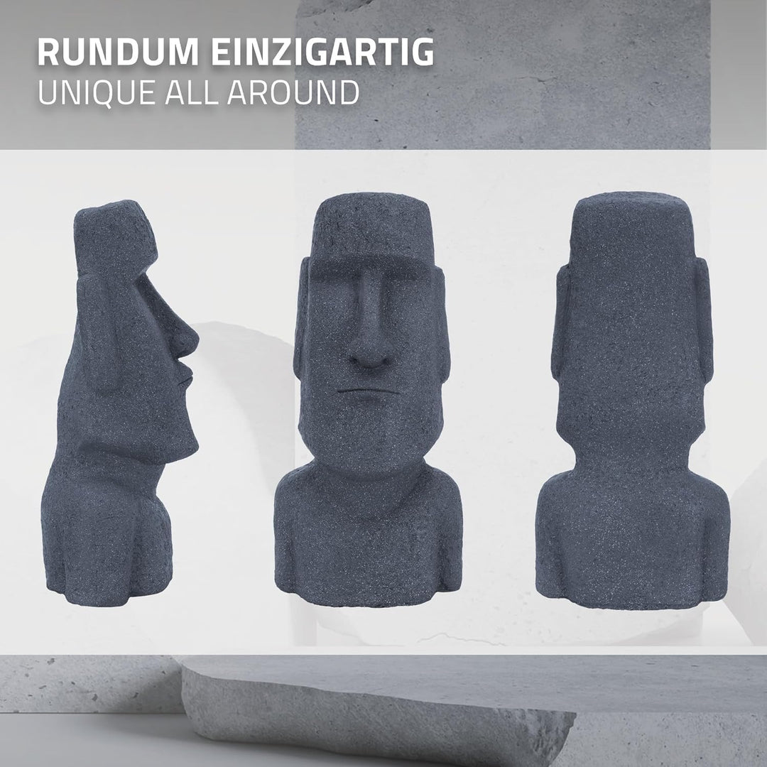 ECD Germany Moai Figur Rapa NUI Kopf 78cm hoch, Grau, aus wetterfestem Kunstharz Polyresin, Osterins