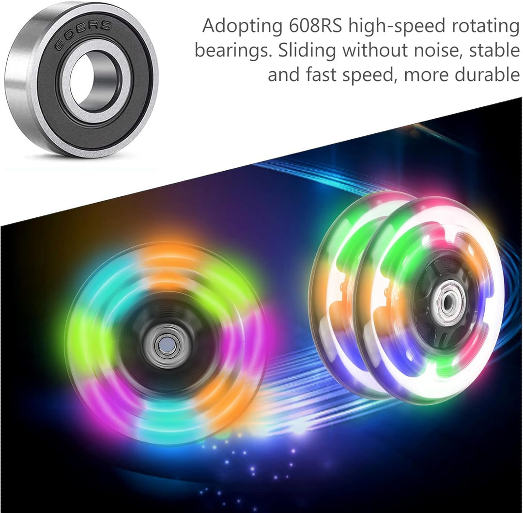 4 Stück Leuchtende Stunt Scooter Rollen, 80mm Leuchtende Stunt Scooter Roller Räder, Led Ersatzräder