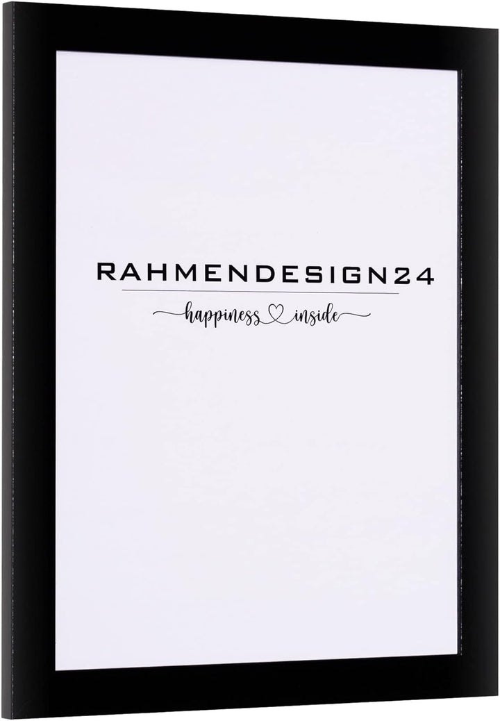 Rahmendesign24 Posterrahmen Milano 50x60 Schwarz (hochglanz) Fotorahmen, Wechselrahmen, Bilderrahmen