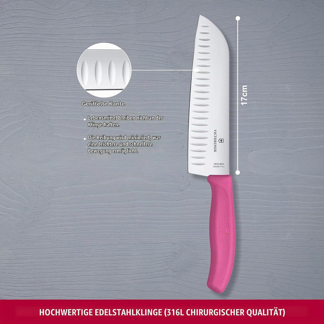 Victorinox, Swiss Classic, Profi Santokumesser, Extra Scharfe Klinge, Kullenschliff, 17 cm, Robuster