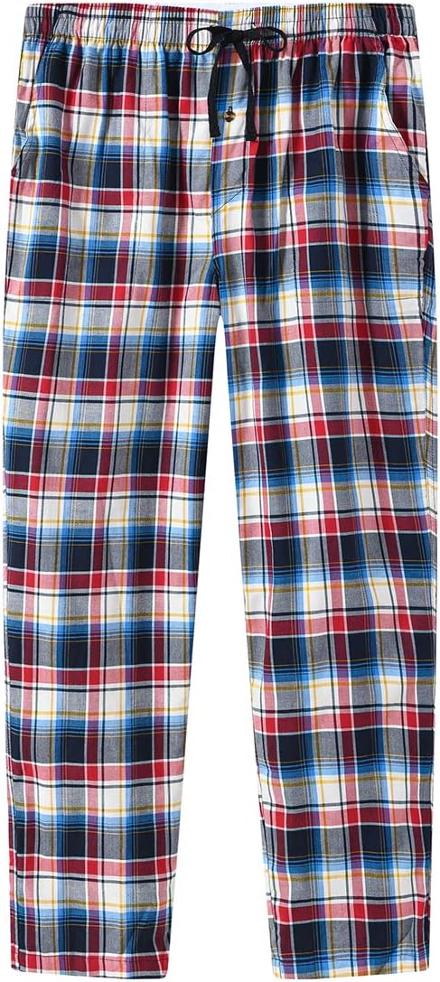 MoFiz Herren Pyjamahose Warm Lang Baumwolle Weich Schlafanzughose Kariert Winter Nachtwäsche Freizei