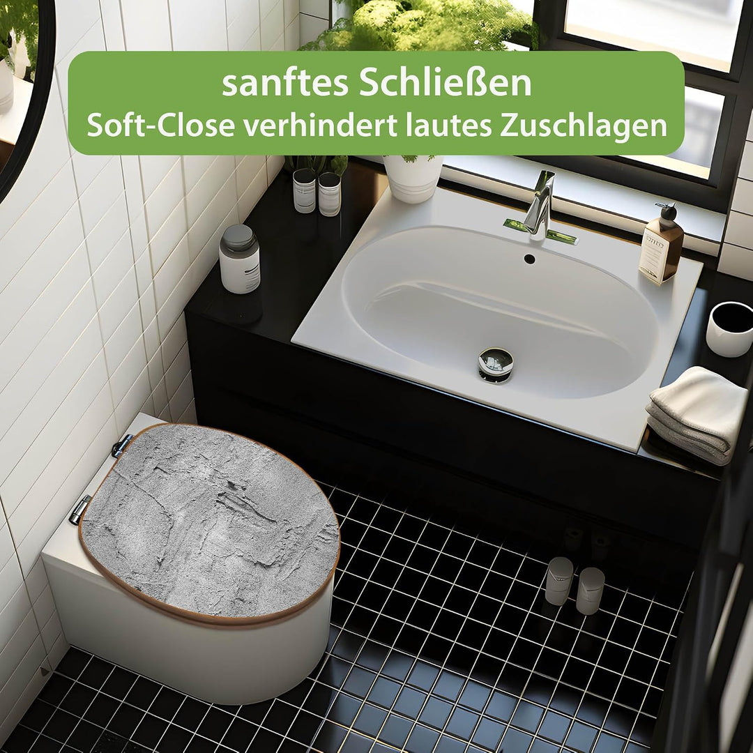 banjado Design WC Sitz Bambus Absenkautomatik 45,8x37,5cm - Toilettendeckel mit Absenkautomatik Holz