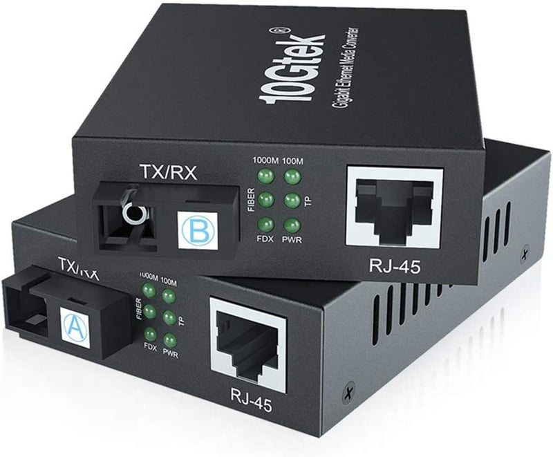10Gtek® EIN Paar Gigabit Ethernet Medienkonverter, mit Built-in 1Gb Bidi Single-Mode SC Transceiver,