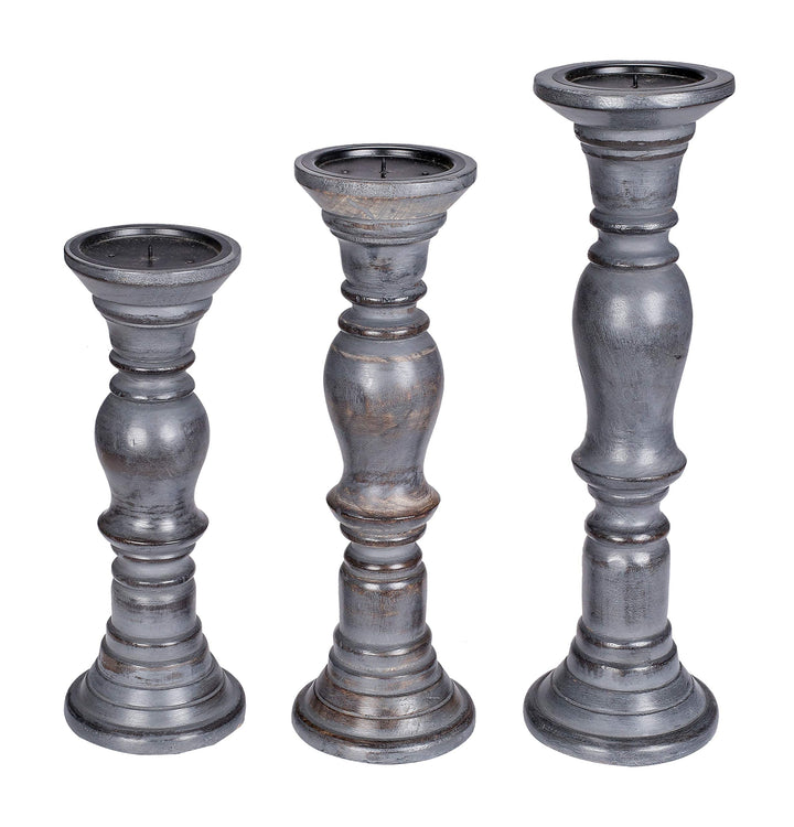 Set mit 3 hölzernen Stumpenkerzenhaltern, ideal für LED- und Stumpenkerzen, Geschenke für Hochzeit,